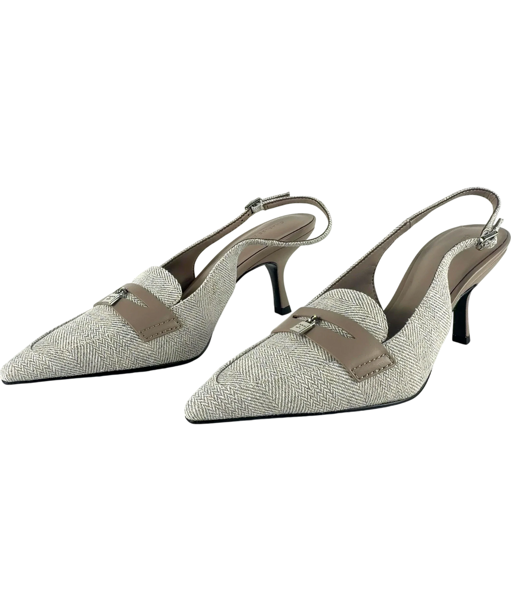 Charles & Keith Cream Griselda Two-tone Slingback Heels UK 5 EU 38 — Side (both)