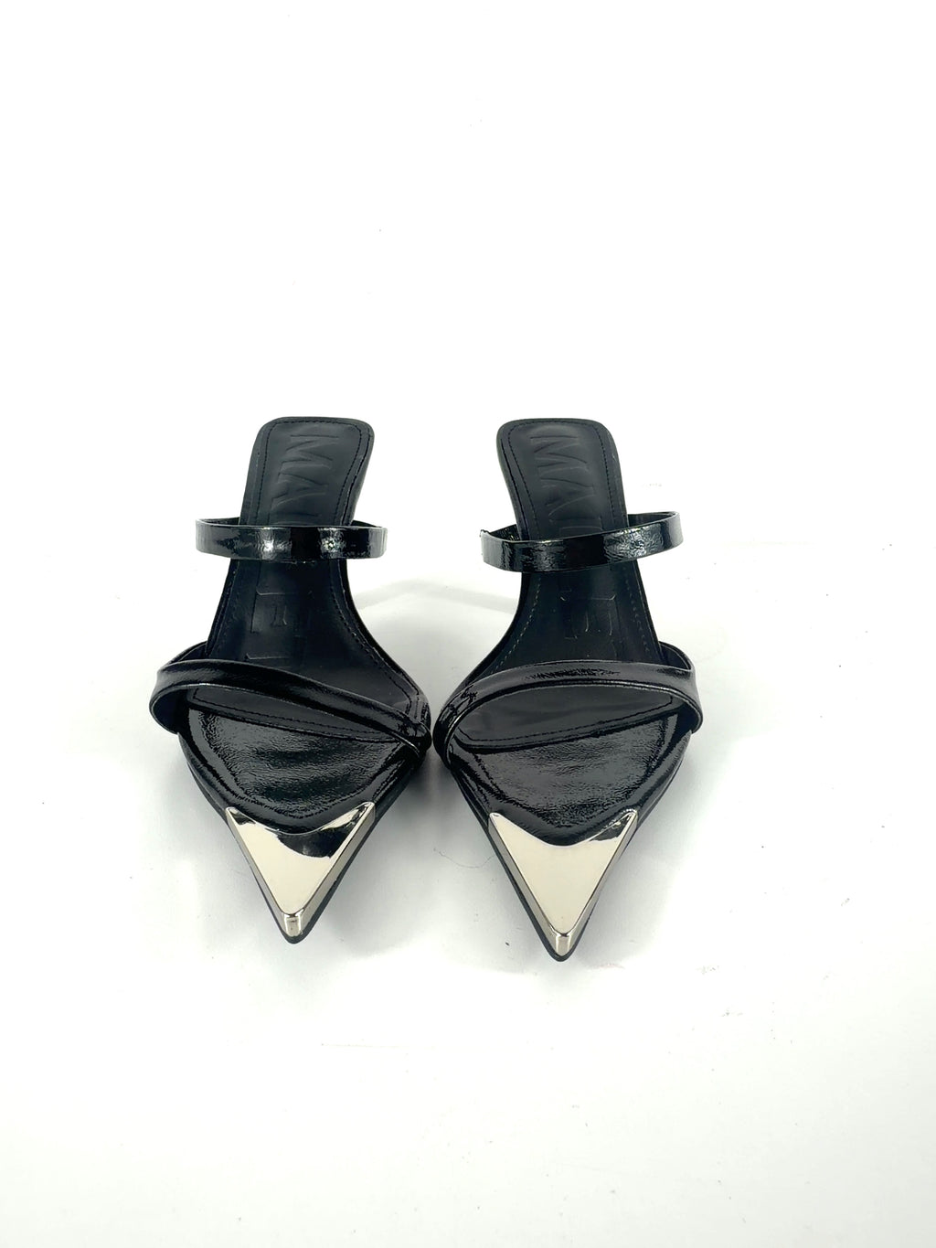 Mallet Black Frederica Black Patent Leather Pointed Mules, size UK 5 EU 38 👠 — detail