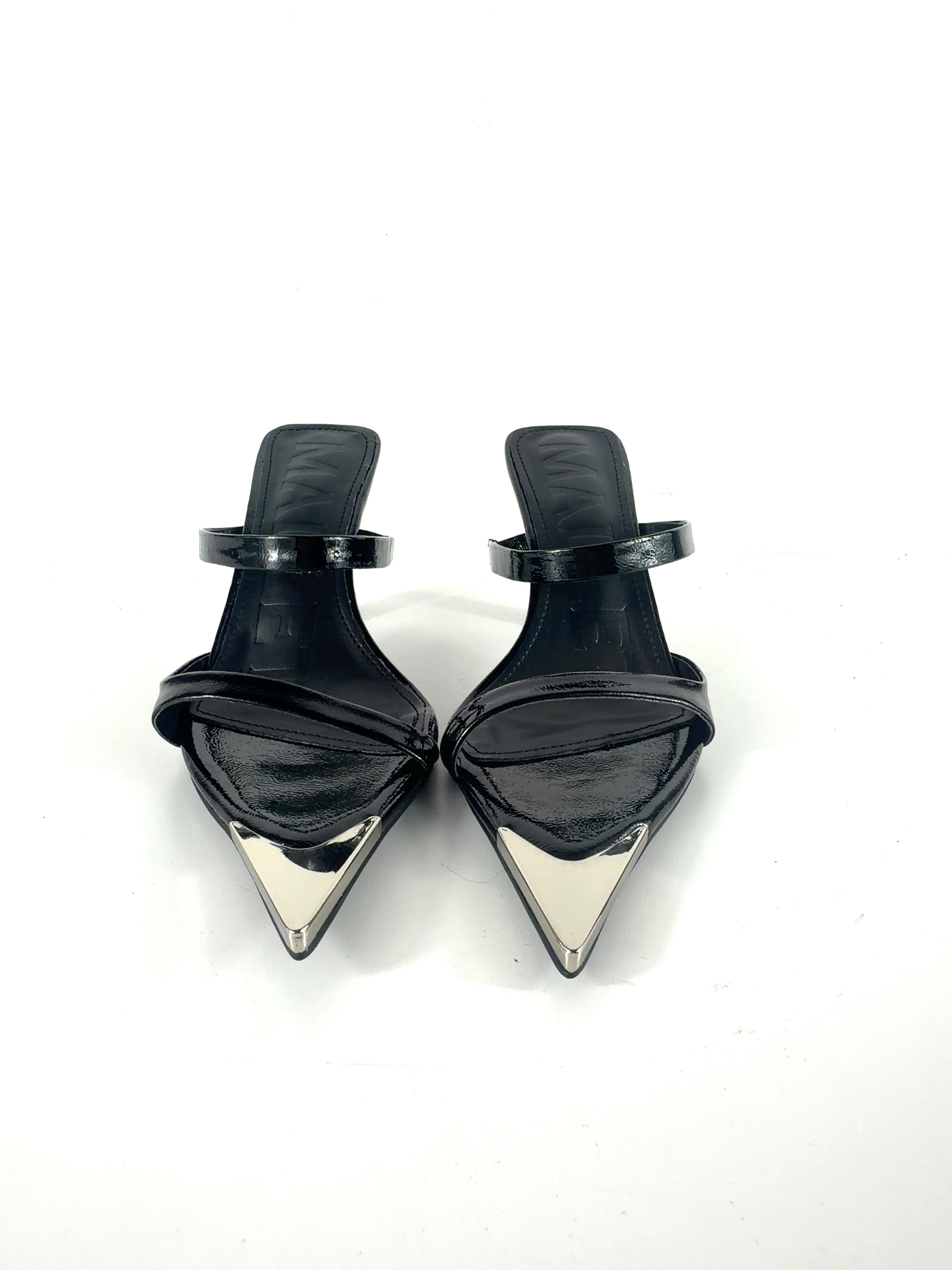 Mallet Black Frederica Black Patent Leather Pointed Mules, size UK 5 EU 38 👠 — detail
