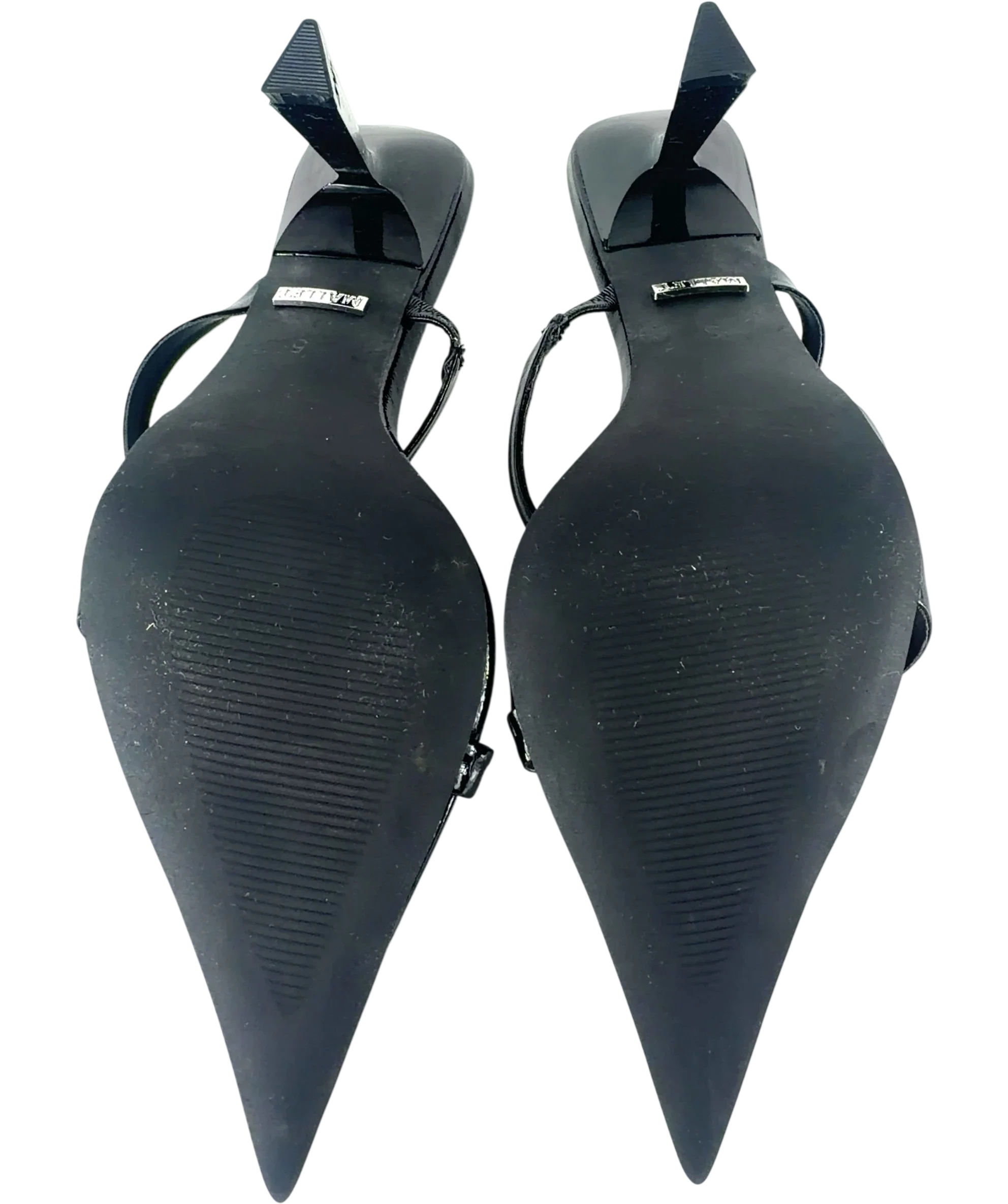Mallet Black Frederica Black Patent Leather Pointed Mules, size UK 5 EU 38 👠 — fabric detail