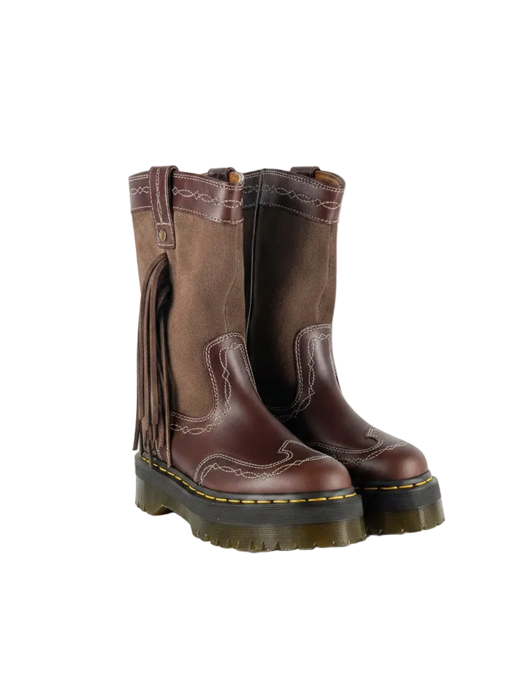 Dr Martens Brown Desert Rodeo Quad Mid Leather & Suede Boots Brown, size UK 5 EU 38 👠 — front