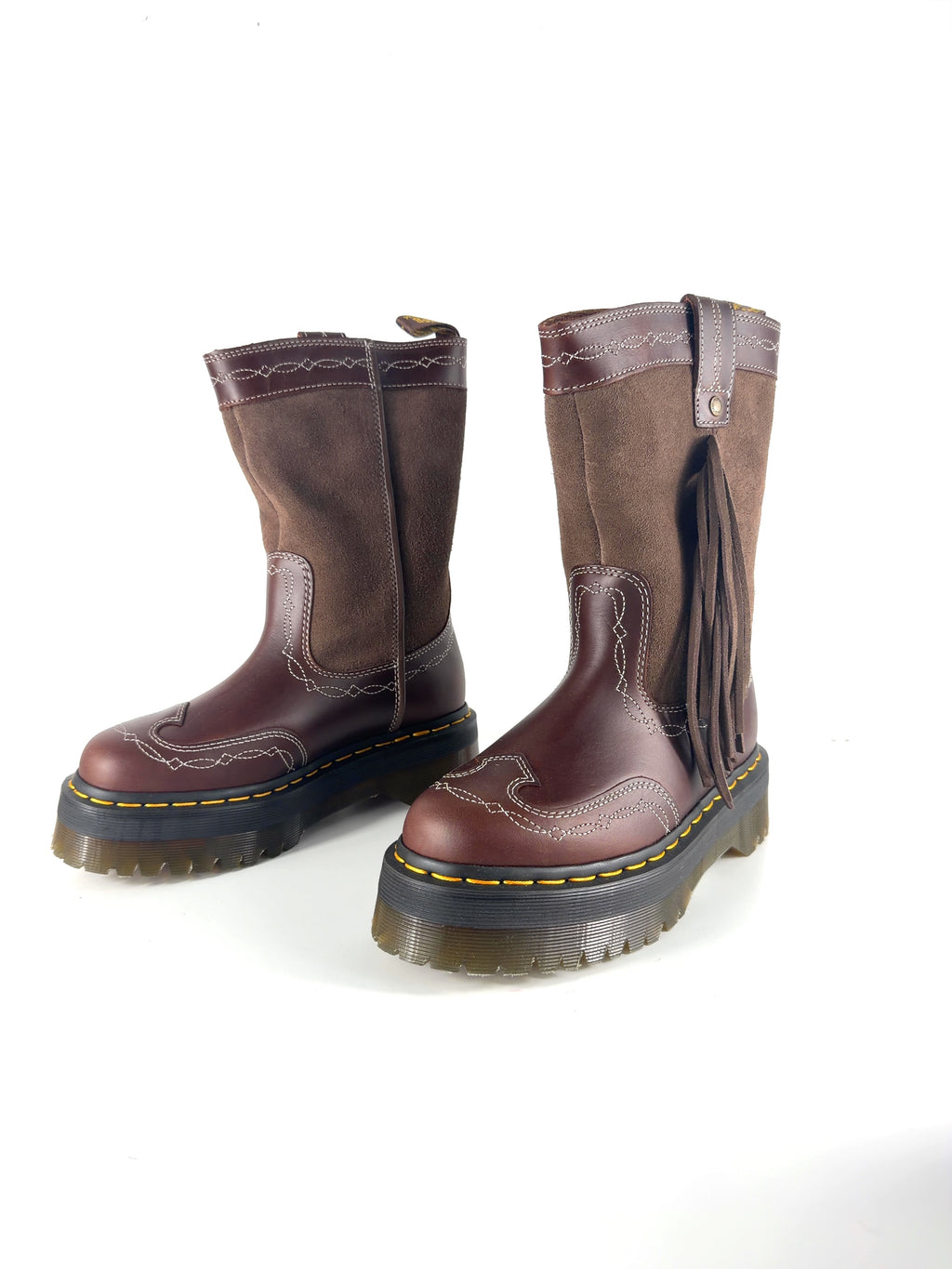 Dr Martens Brown Desert Rodeo Quad Mid Leather & Suede Boots Brown, size UK 5 EU 38 👠 — label