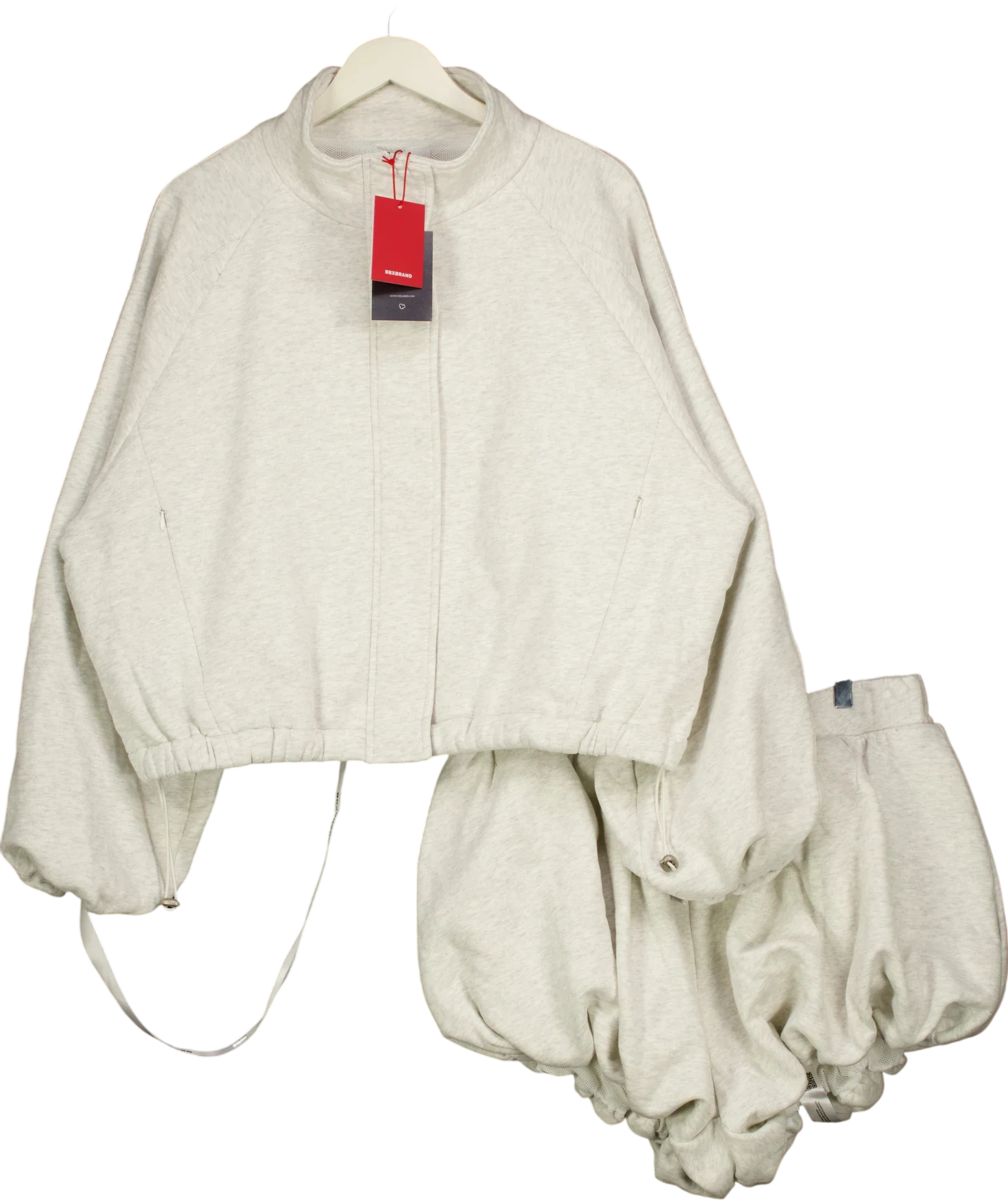 BBX BRAND Grey Funnel Neck Jacket & Shorts Set 3X, size UK 18 — front
