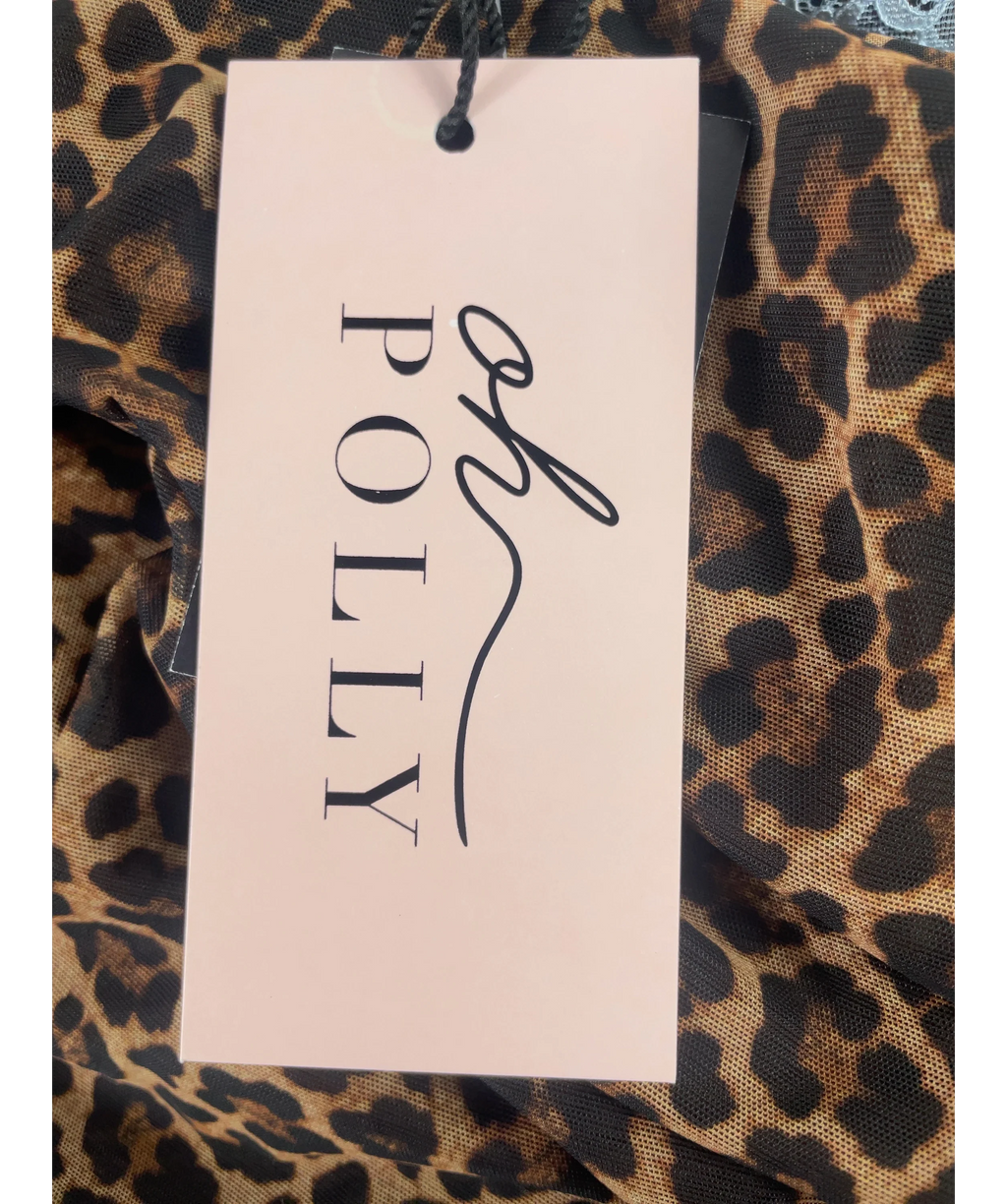 OH POLLY Orange 2-PIECE BROWN LACE TRIM Laksila Cardigan & Marlie Capri Set Leopard, size UK XL/XXL — detail