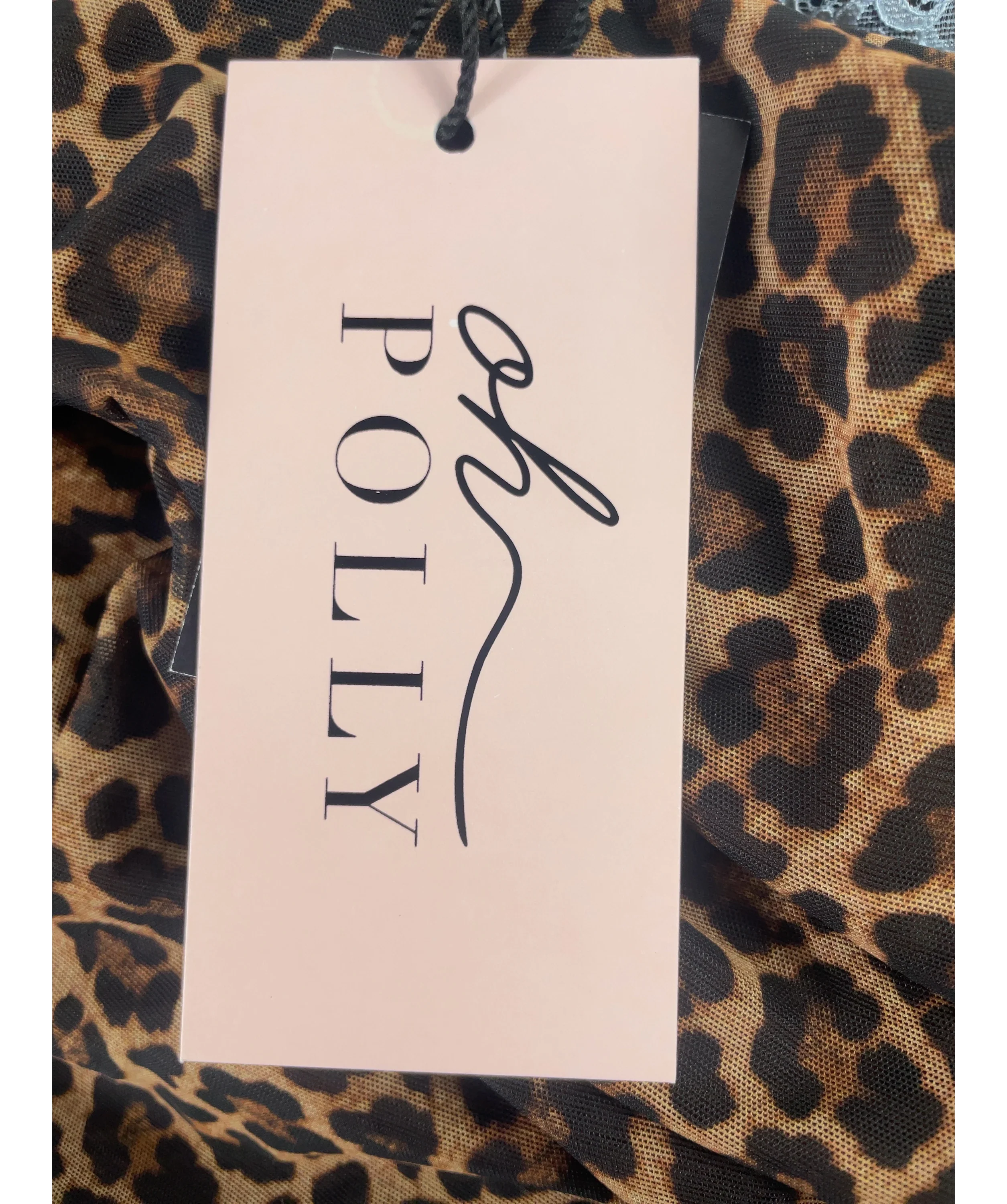 OH POLLY Orange 2-PIECE BROWN LACE TRIM Laksila Cardigan & Marlie Capri Set Leopard, size UK XL/XXL — detail