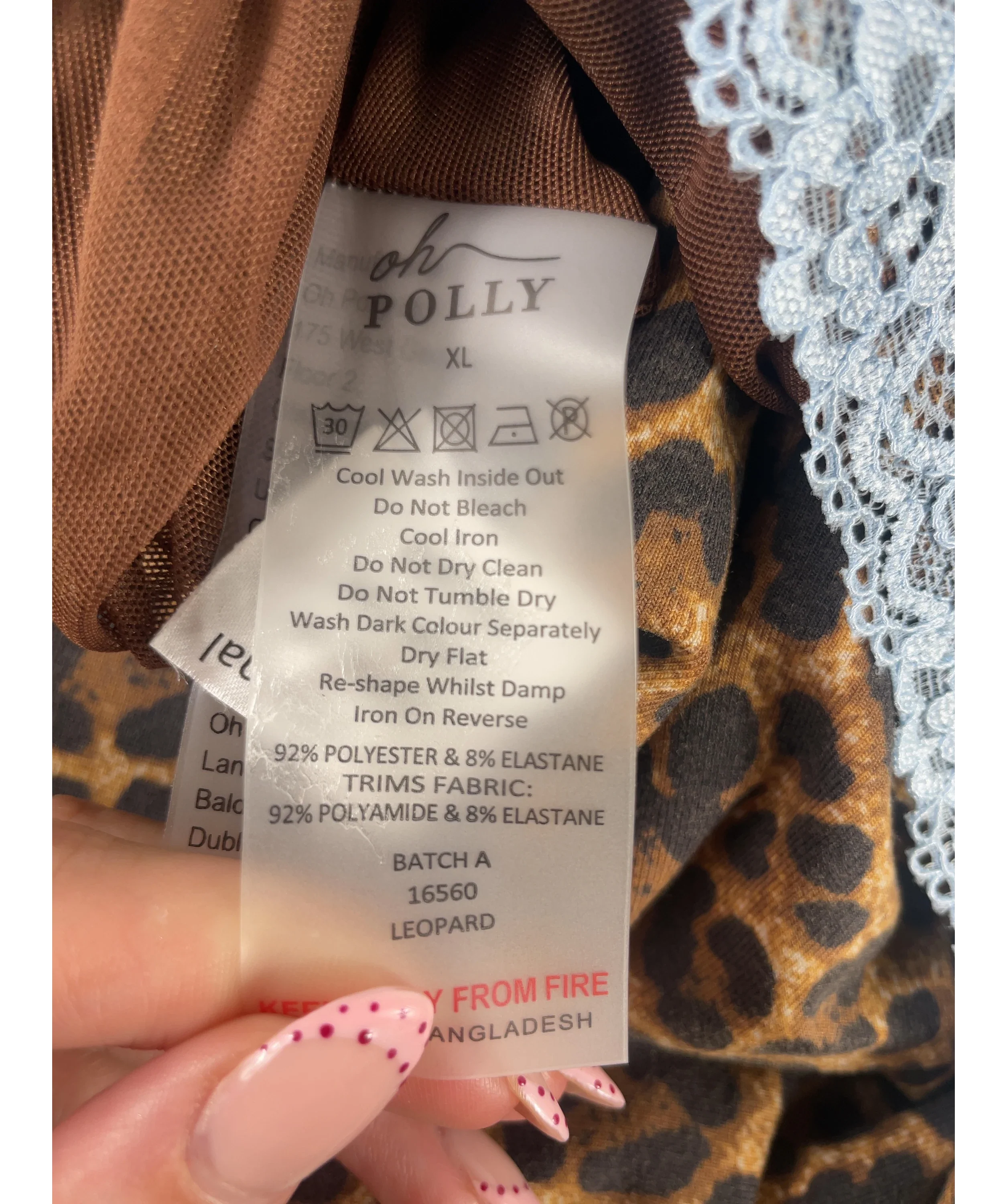 OH POLLY Orange 2-PIECE BROWN LACE TRIM Laksila Cardigan & Marlie Capri Set Leopard, size UK XL/XXL — label