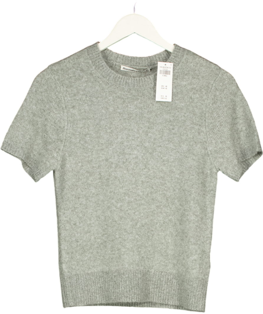 ABERCROMBIE & FITCH Grey Supersoft Wool Blend Knit Tee UK XS