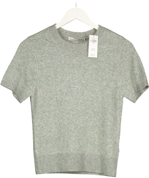 ABERCROMBIE & FITCH Grey Supersoft Wool Blend Knit Tee UK XS