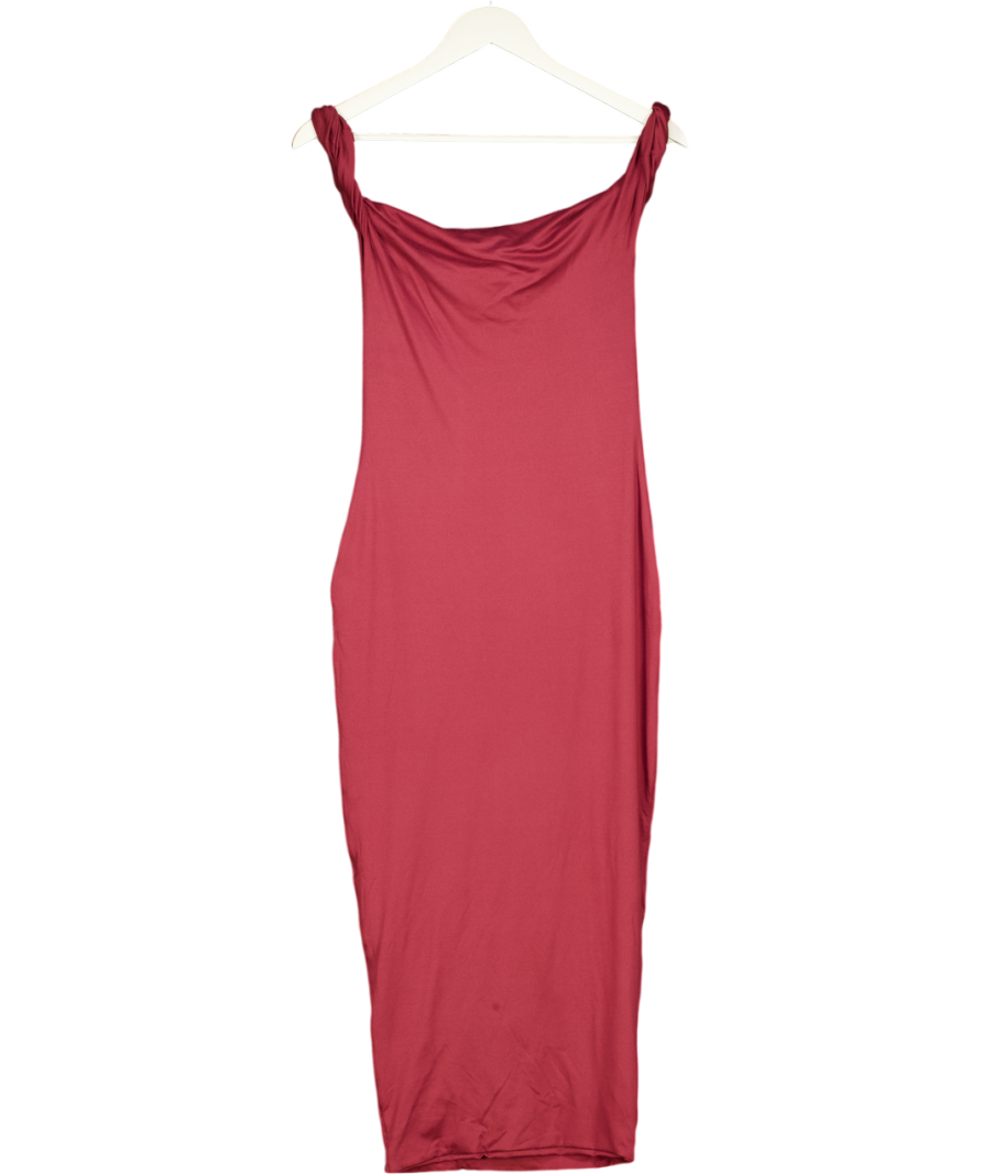 Club L Red Burgundy Twisted Asymmetric Maxi Dress UK 10