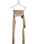 commense Beige Cotton & Line Crisscross Halter Tank Top UK XS