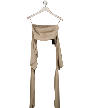 commense Beige Cotton & Line Crisscross Halter Tank Top UK XS