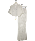 RIVER ISLAND 2-piece Ivory White Crochet Tie Waist Beach Top And Maxi Skirt Set UK XS