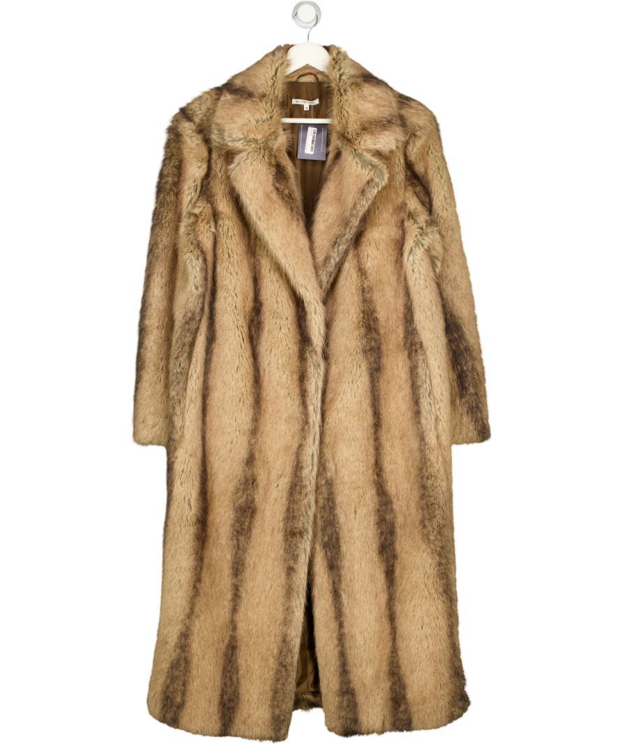 SLA the label Beige / Brown Long Fur Coat UK M