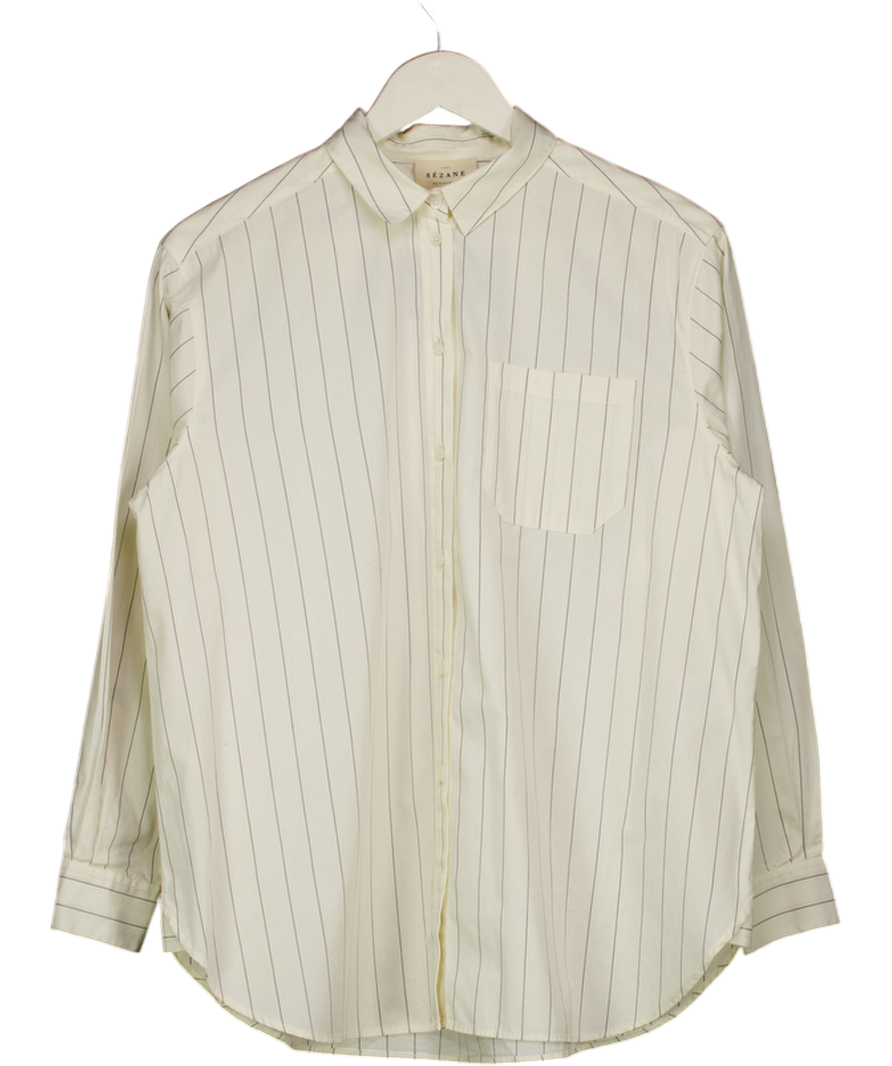 Sezane White Pinstripe Tomboy Shirt UK 8