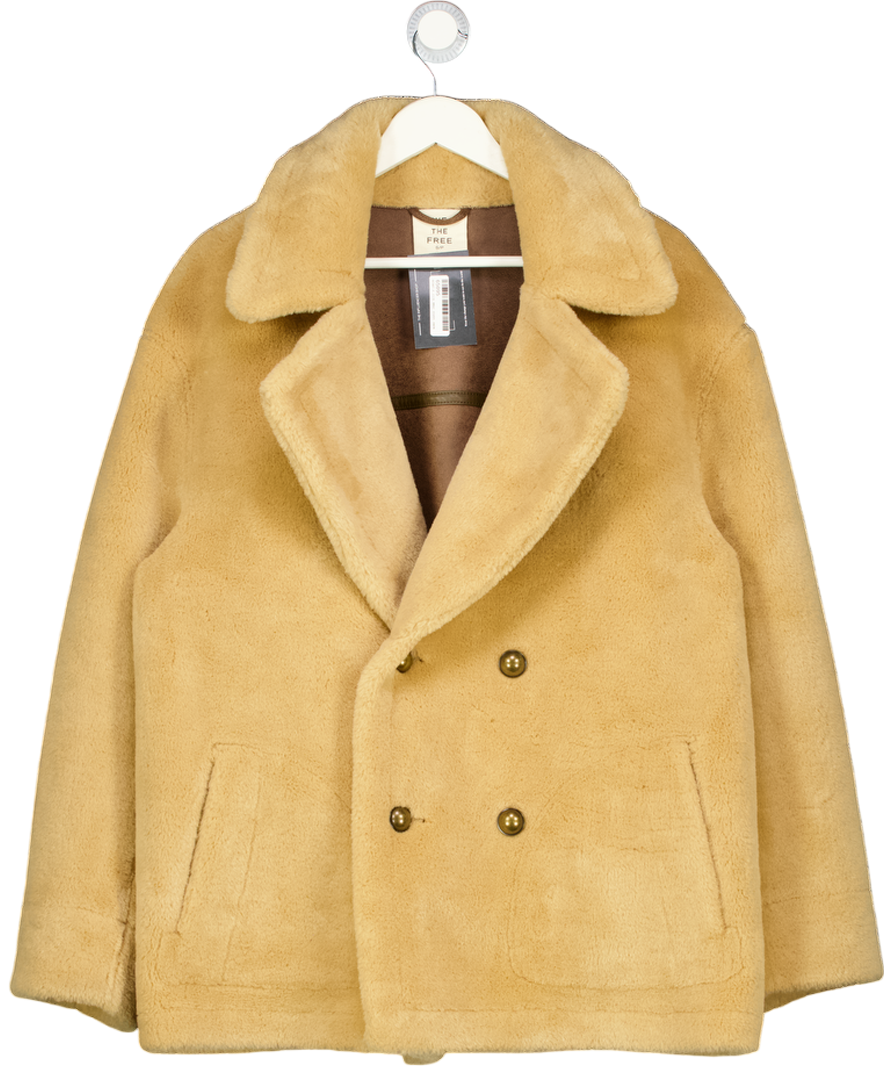 FREE  PEOPLE X We The Free Mari Reversible Coat In Tan / Cream Combo UK S