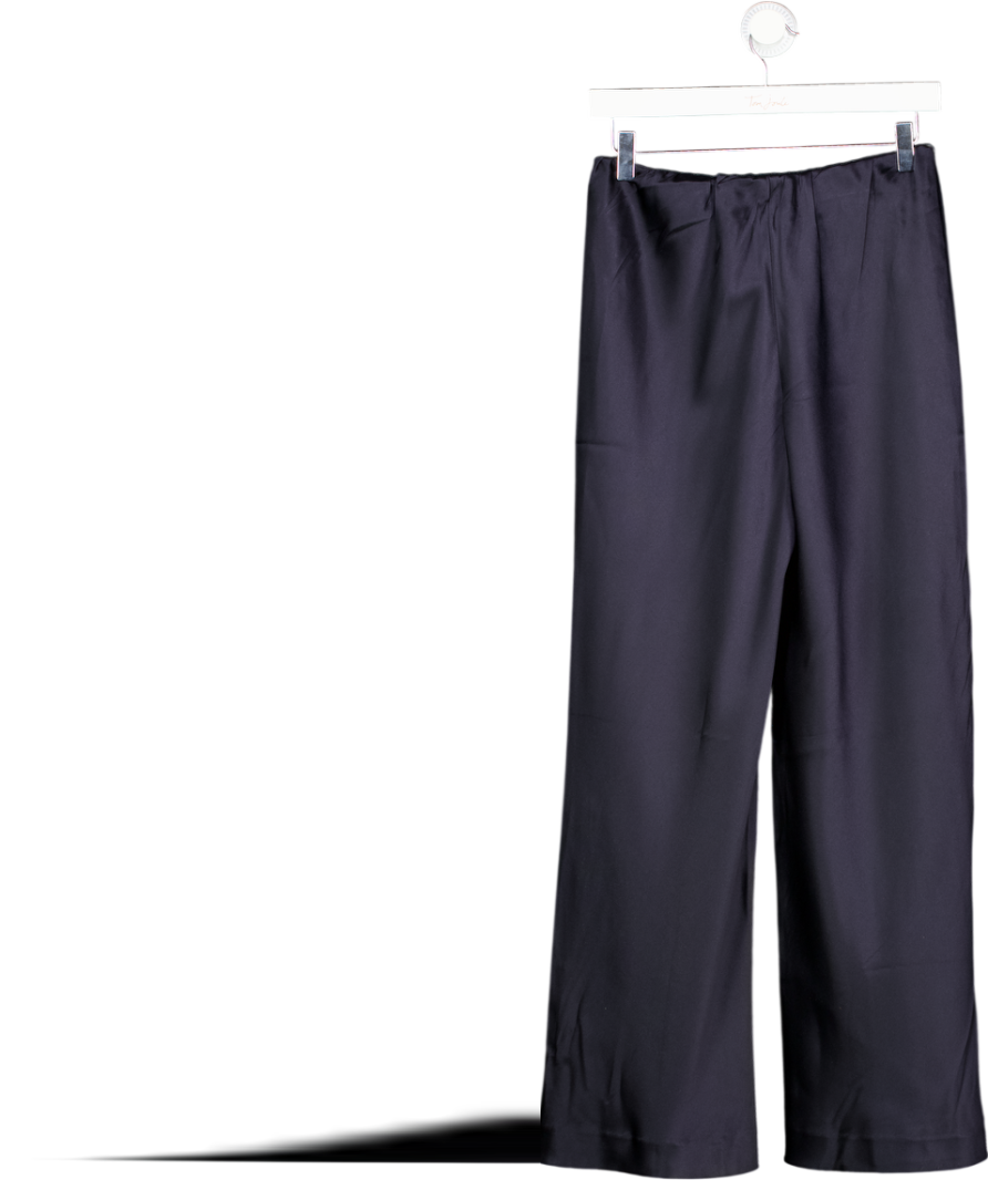 LILYSILK Navy Blue Full Bias Cut 100% Silk Pants - Petite Fit UK 6