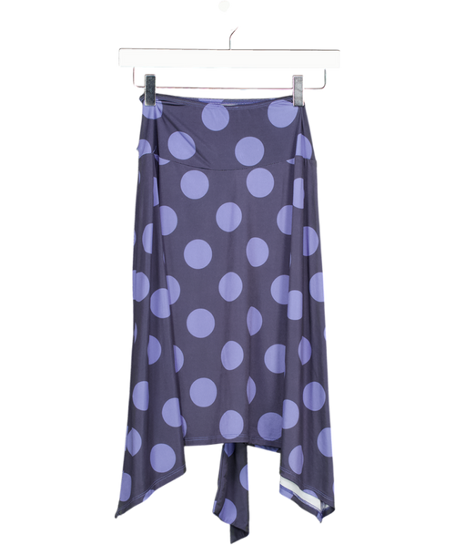 ASOS Purple Midi Skirt With Ring Detail In Blue Polka Dot UK S