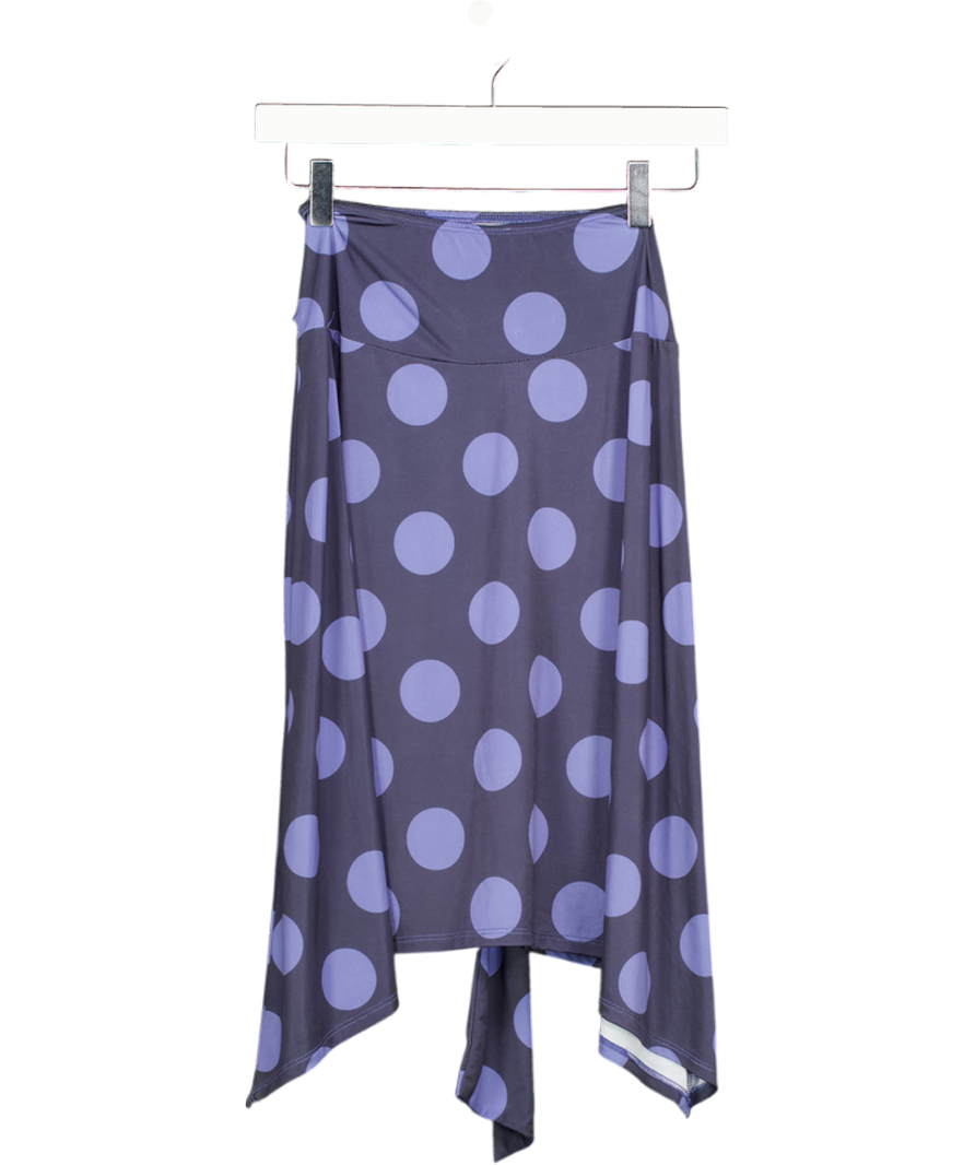 ASOS Purple Midi Skirt With Ring Detail In Blue Polka Dot UK S
