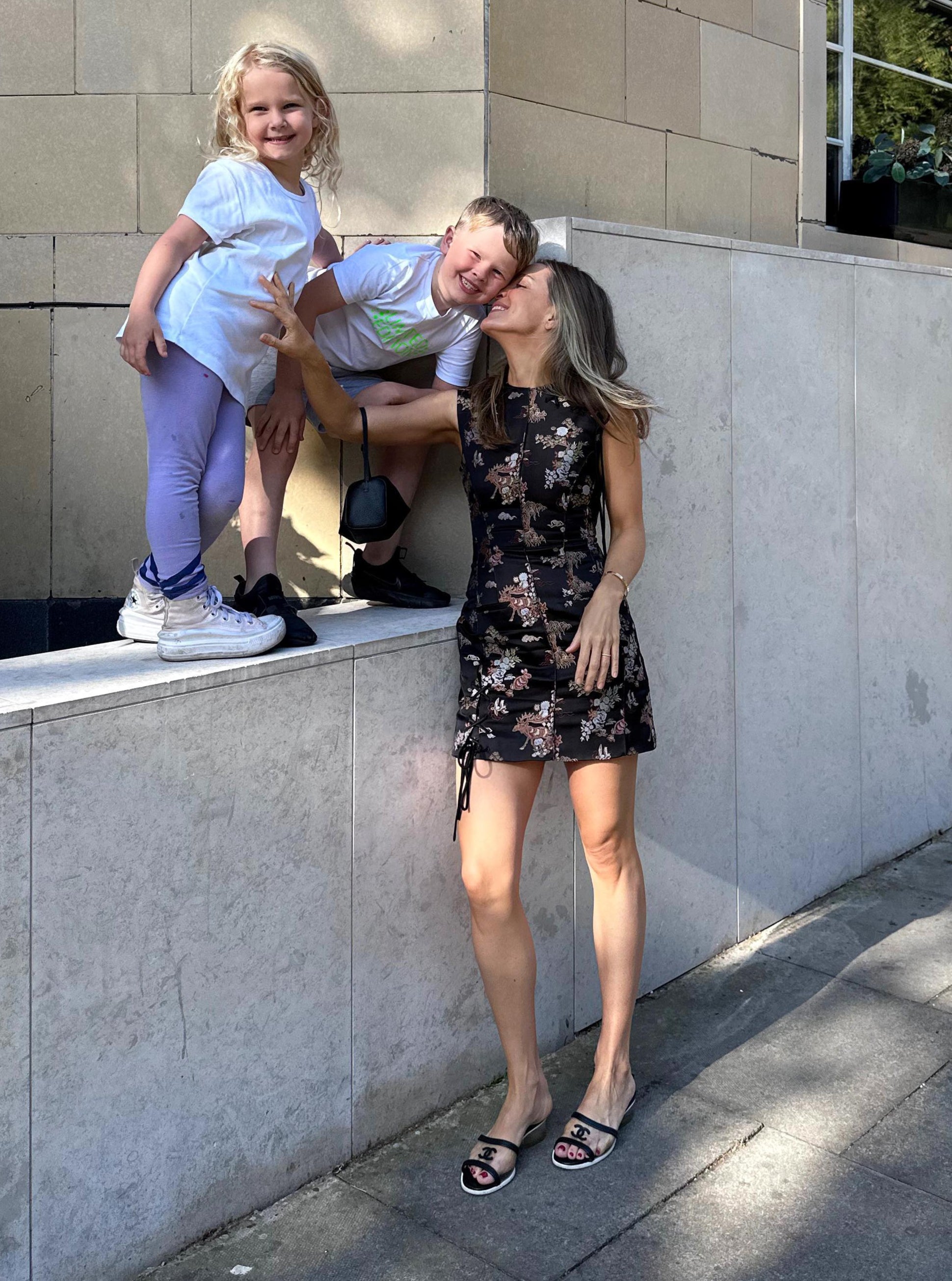 Acne Studios Black Mandarin Style Mini Dress With Rabbit And Moose Print - Size 32 UK XXXS