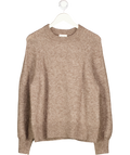 HUSH Taupe Brown Alpaca / Wool Blend Crew Neck Jumper UK S/M