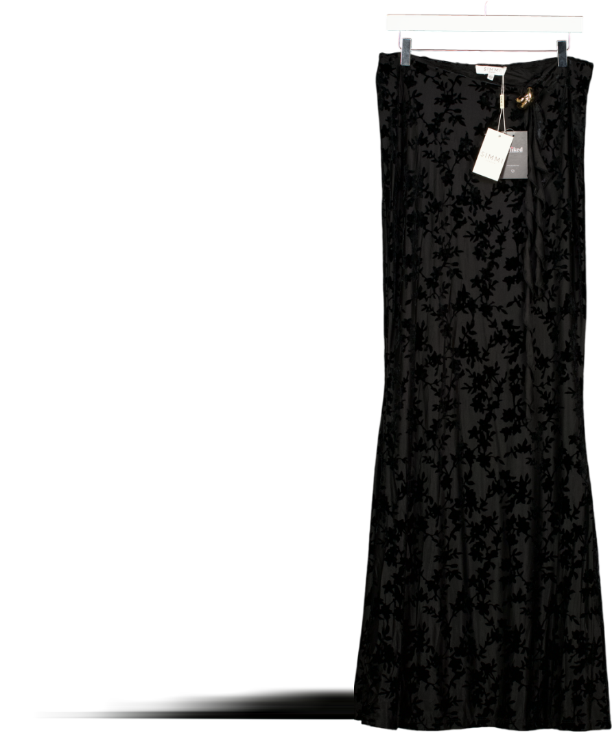 SIMMI LONDON Black Devore Maxi Skirt UK 12