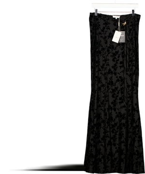 SIMMI LONDON Black Devore Maxi Skirt UK 12