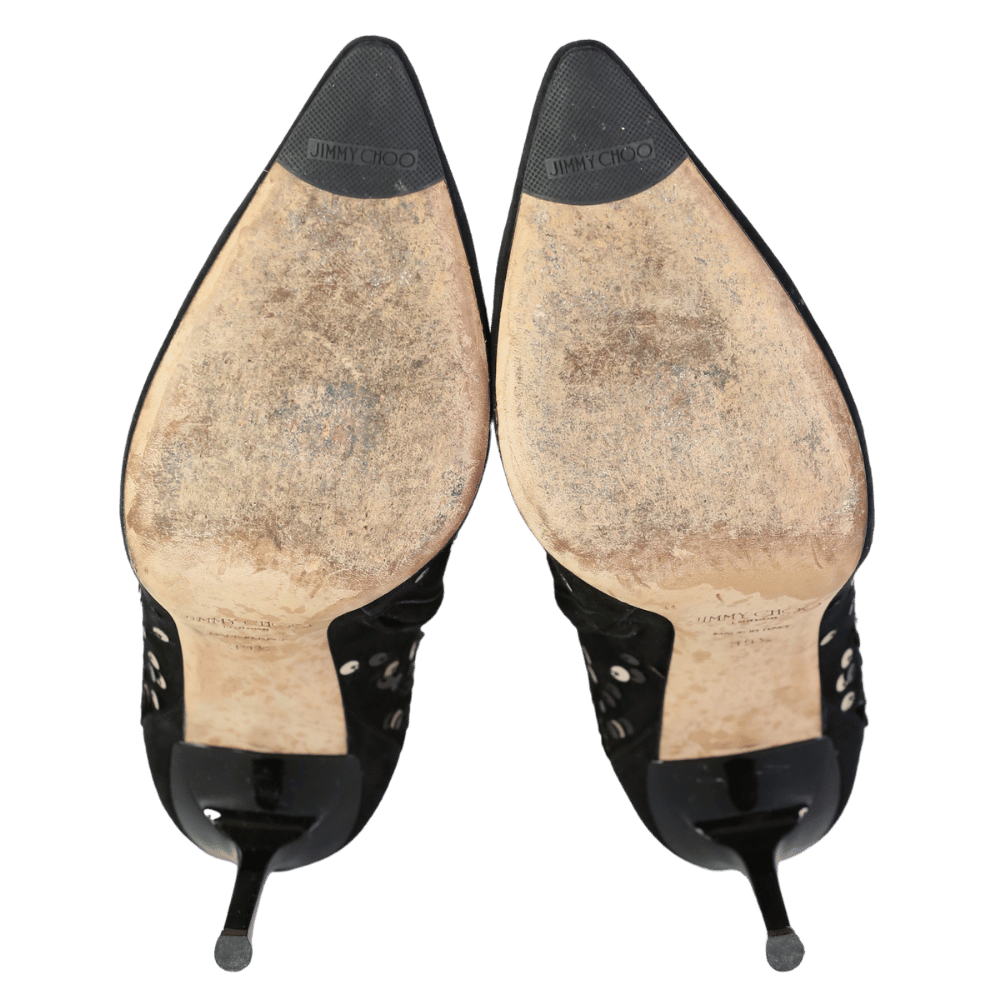 Jimmy Choo Black Sequin Embellished Ankle Boots UK 6.5 EU 39.5 👠