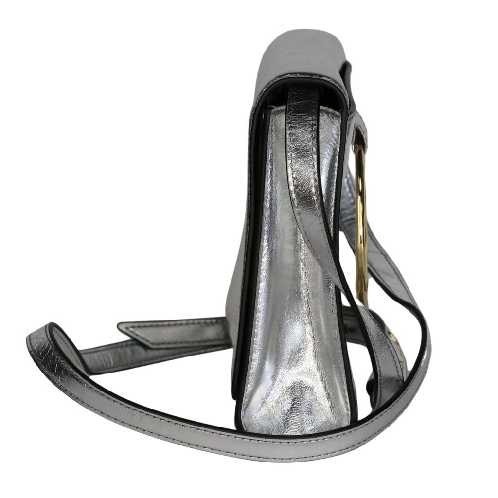 Alexis Bittar Metallic The Hunter Convertible Crossbody Bag- Silver