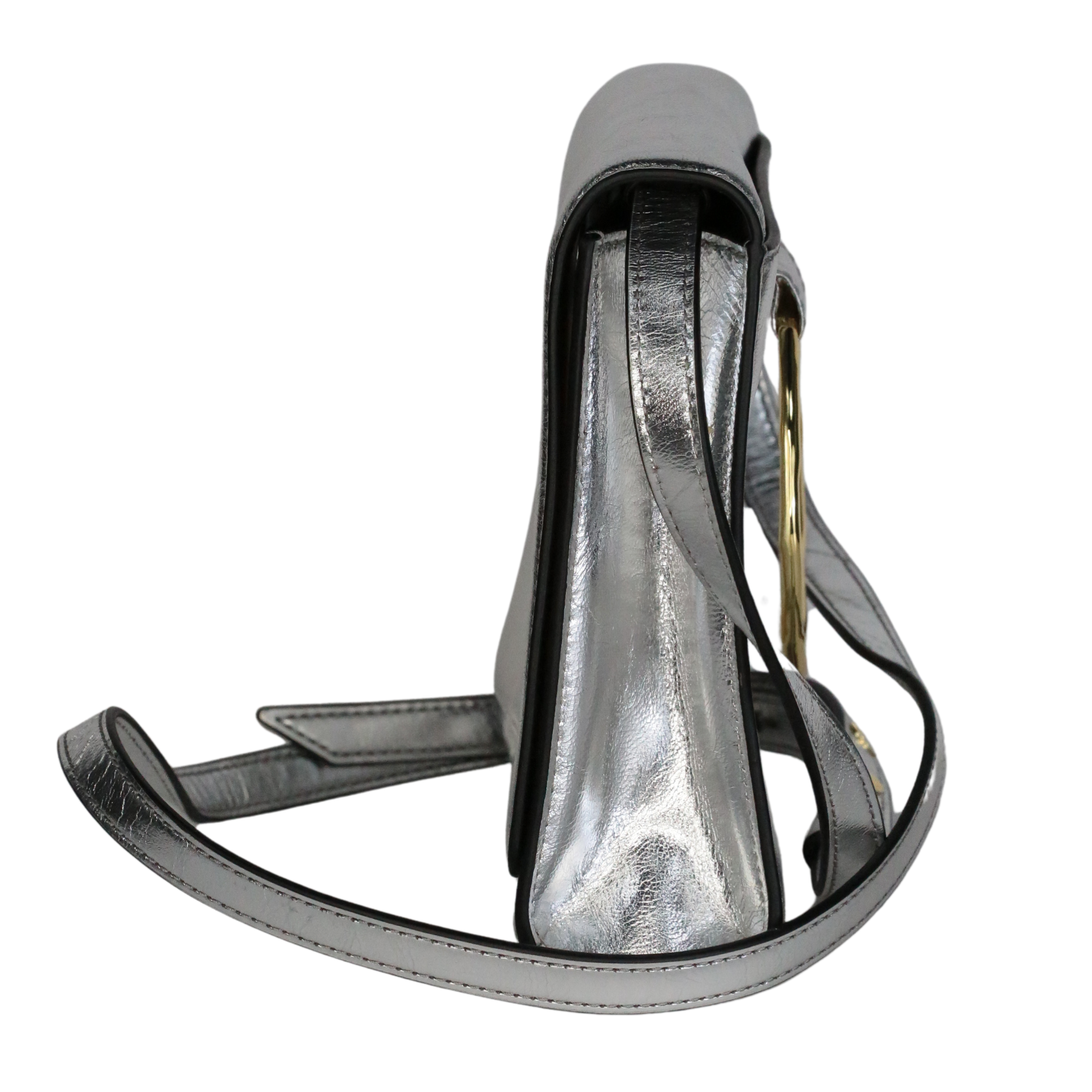 Alexis Bittar Metallic The Hunter Convertible Crossbody Bag- Silver