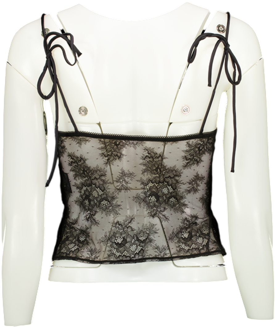H&M Black Lace Strappy Top UK XS