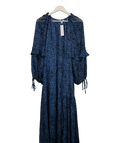 Topshop Blue Animal Leopard Print Midi Dress UK 14
