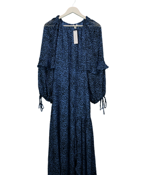 Topshop Blue Animal Leopard Print Midi Dress UK 14