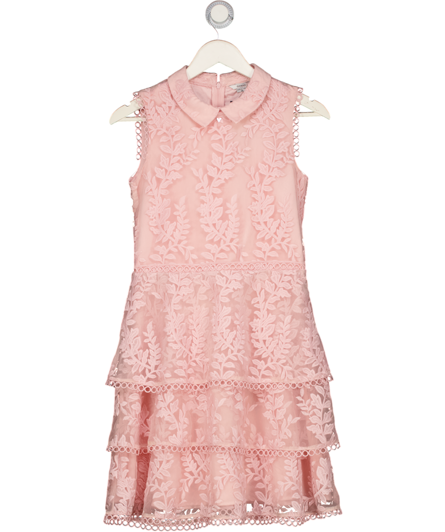 GUESS Baby Pink Tiered Lace Collared Dress 14 Years