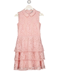 GUESS Baby Pink Tiered Lace Collared Dress 14 Years