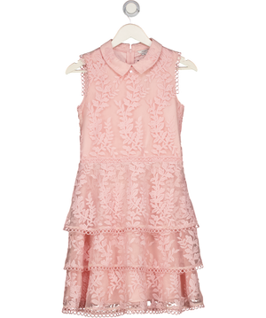 GUESS Baby Pink Tiered Lace Collared Dress 14 Years
