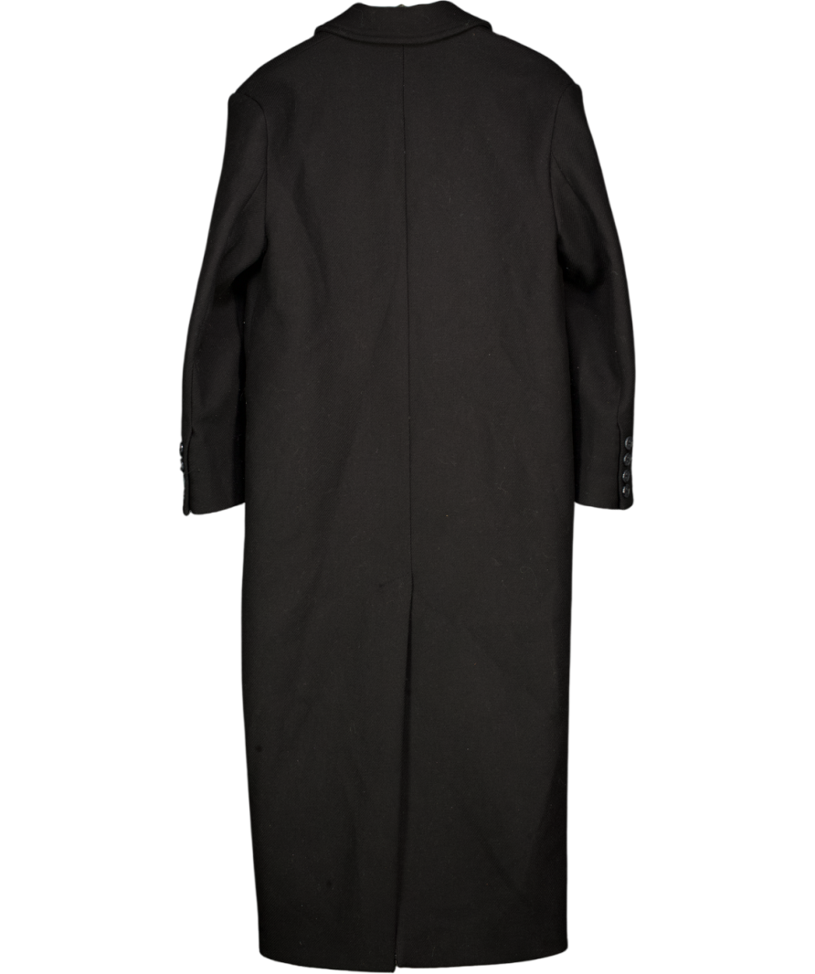 Karen Millen Black Italian Manteco Wool Blend Oversized Strong Shoulder Double Breasted Coat UK 10