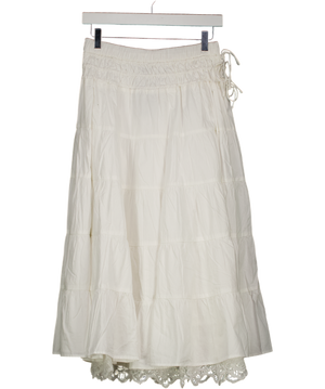 Reclaimed Vintage White Western Cowgirl Midi Skirt With Lace Hem UK 8