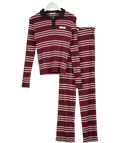 4th & Reckless 2-piece Liliana Burgundy Red Striped Top And Trouser Set UK S