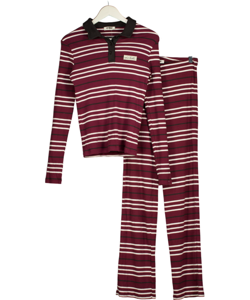 4th & Reckless 2-piece Liliana Burgundy Red Striped Top And Trouser Set UK S
