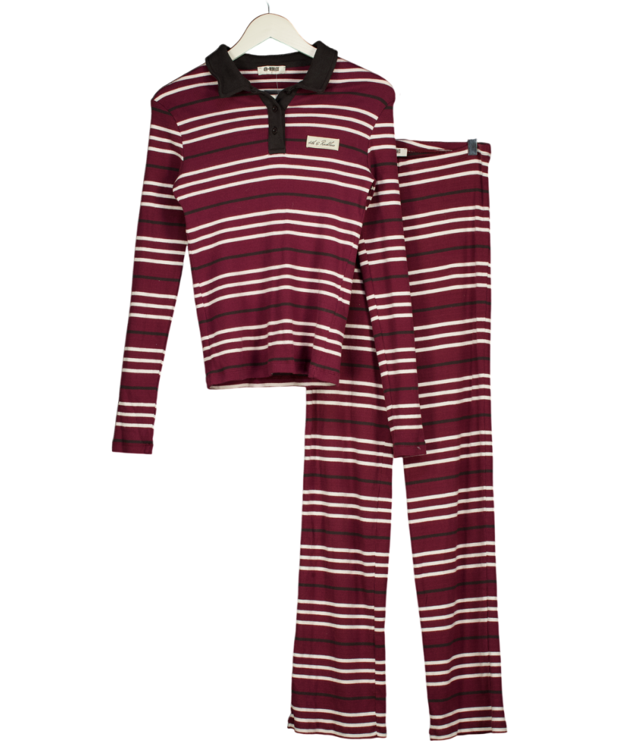 4th & Reckless 2-piece Liliana Burgundy Red Striped Top And Trouser Set UK S