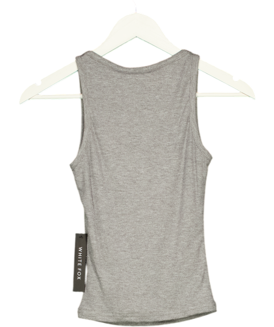 WHITE FOX Filled With Life Ribbed Tank Grey Marle UK XS