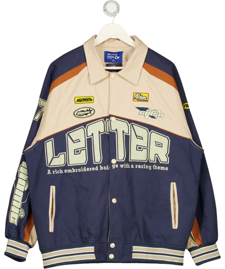 Aelfric Eden Blue Embroidered Canvas Racing Jacket UK L