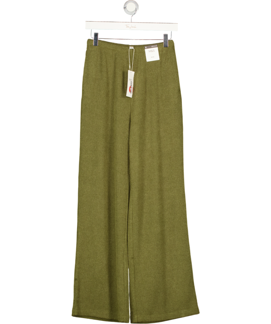 M&S Green Ribbed Knit Elastic Waist UK 8
