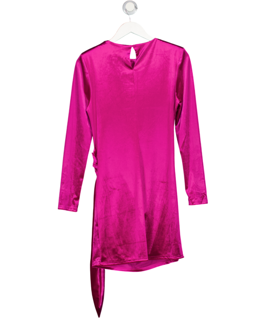 River Island Pink Velvet Long Sleeve Tie Side Mini Dress UK M