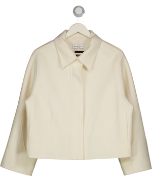 MARCELA LONDON Cream Cari 100% Wool Collared Bomber Ivory UK S/M