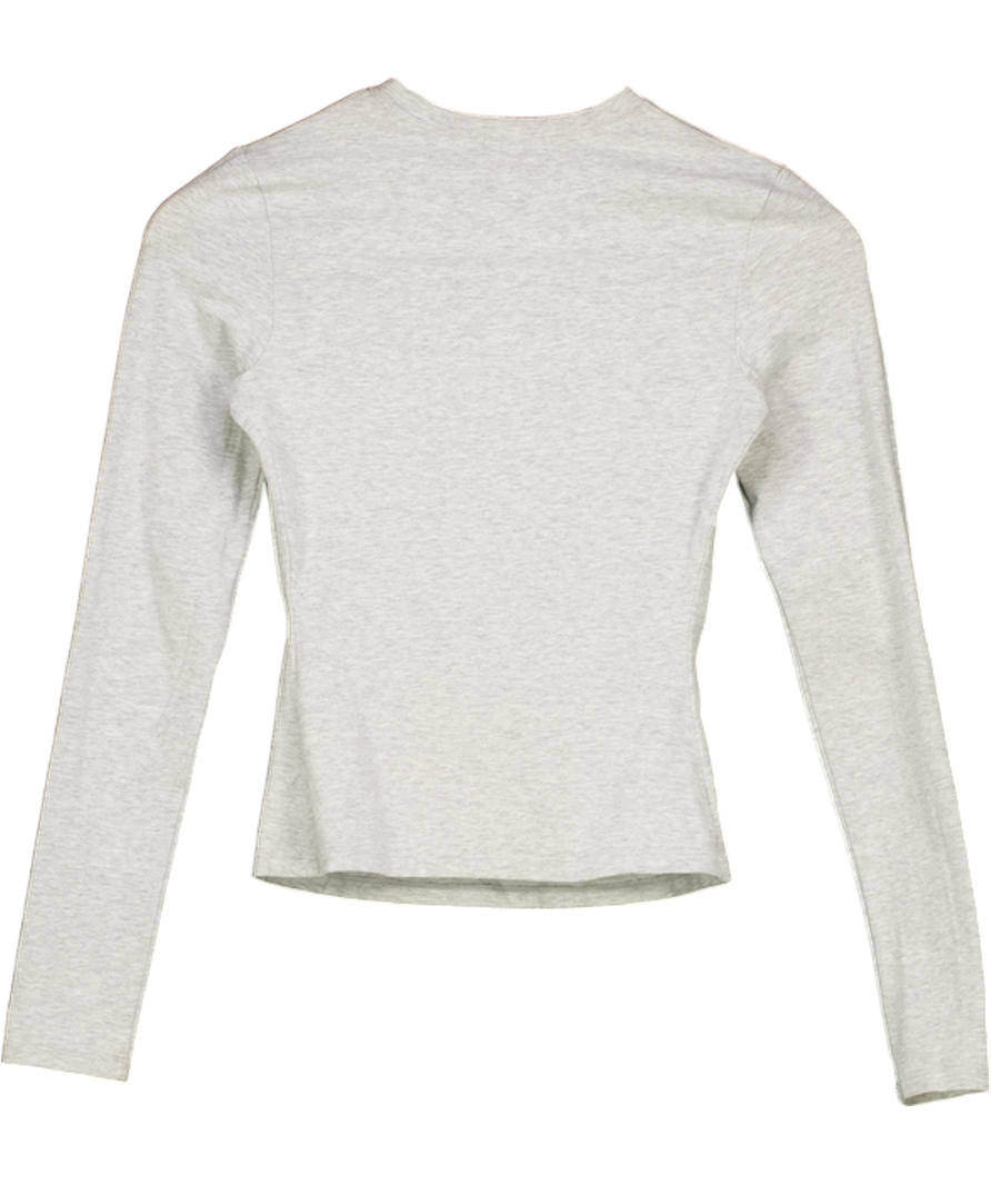 ADANOLA Cotton Long Sleeve Top - Grey Melange UK S