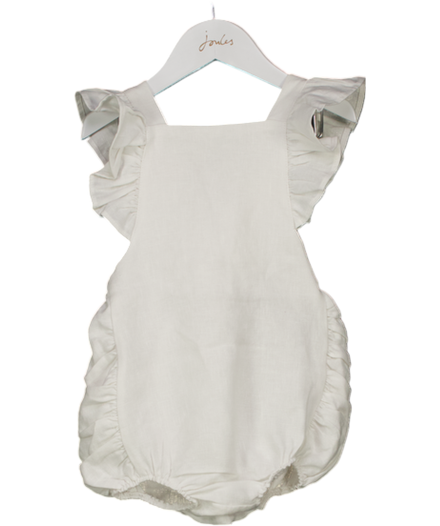 Freya Lillie White Organic Linen Frill Sleeve Romper 2-3 Years
