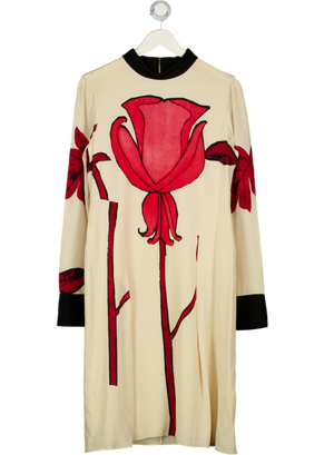 MARNI Cream Silk Tulip Printed Commessa Midi Dress It44 UK 12