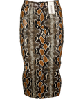 VERONICA BEARD Brown Kaliyah Snakeskin-print Faux Leather Pencil Skirt Sz00 UK XXS