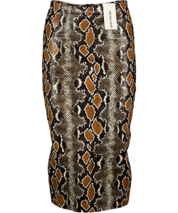 VERONICA BEARD Brown Kaliyah Snakeskin-print Faux Leather Pencil Skirt Sz00 UK XXS